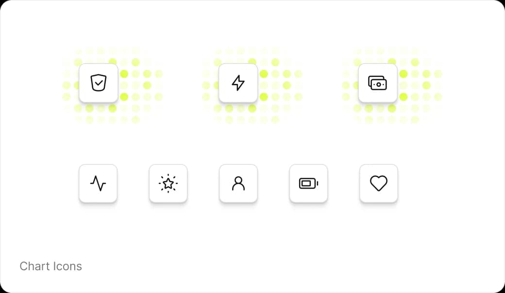Dashboard chart icons on dot backgrounds