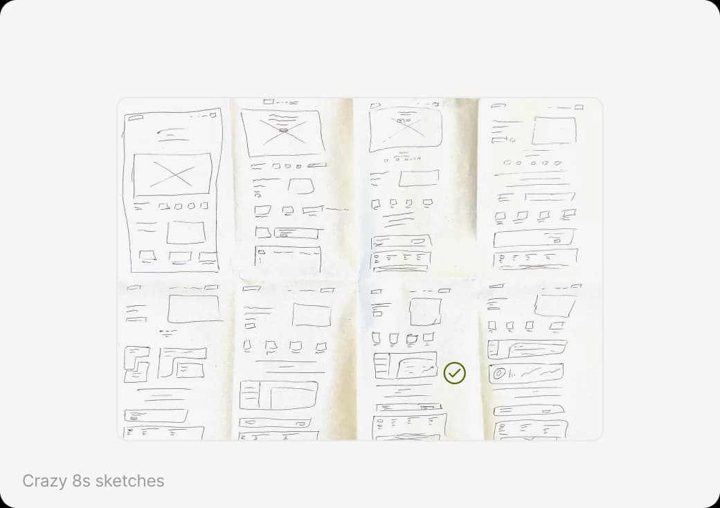 Crazy 8s sketches for the home page