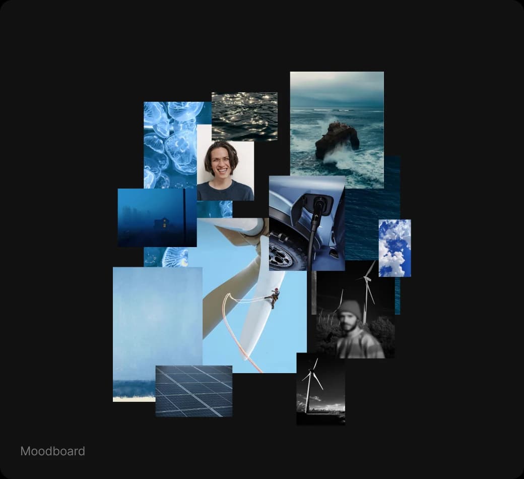 Moodboard 2: blue and white — calm, trustworthy, clear