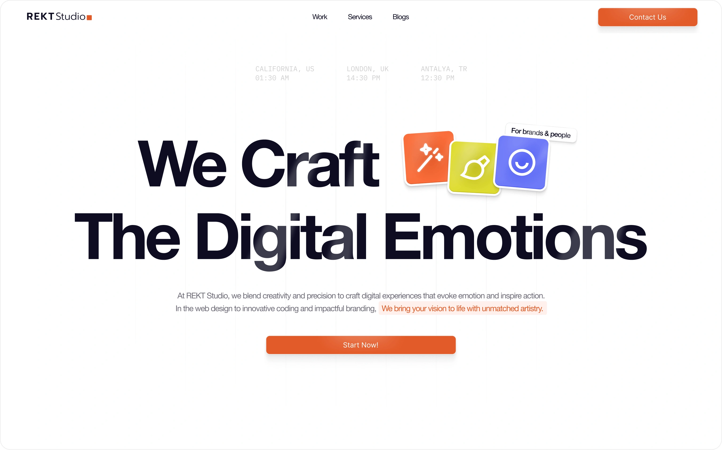 Home: The home page: we craft the digital emotions.